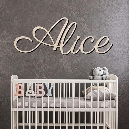 Personalized Custom Wooden Name Sign, Nursery Family Baby Name Signs for Kids Room Wall Decor - Perfect Gifts for Birthday, Wedding, Housewarming, Christmas (Multiple Sizes, Fonts & Colors)