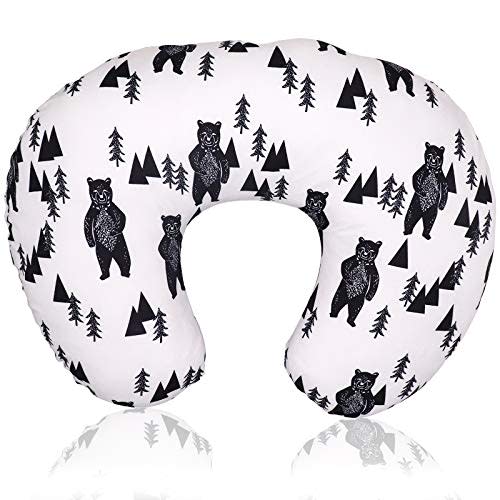 TANOFAR Bear Nursing Pillow Cover, Breastfeeding Pillow Slipcover for Baby Boys & Girls, Nursing Pillow Case for Newborn, Soft Fabric Fits Snug On Infant, Washable & Breathable, Black & White Animal