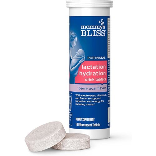 Mommy's Bliss Lactation Hydration Drink Tablets, Berry Acai Flavor, Electrolyes + B Vitamins, 1 Pack (10 Tablets)