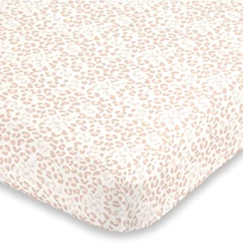 NoJo Neutral Cheetah Peach, Pink & Ivory Fitted Super Soft Crib Sheet, Pink, Peach, Ivory