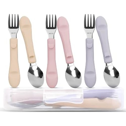 Bakpoco Stainless Steel Toddler Utensils with Fork, Spoon & Travel Case