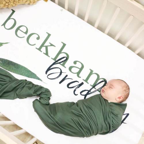 Solid Olive Knit Stretchy Swaddle Blanket | Caden Lane