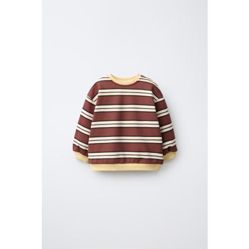 STRIPE PRINT SWEATSHIRT - Brown | ZARA United States