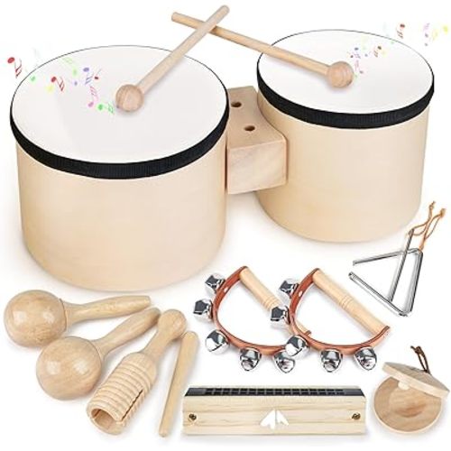 Vanplay Bongo Drum Set for Kids - Musical Toys for 2 3 Year Old Boy Gifts