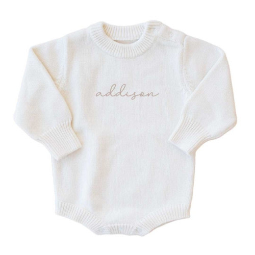 Caden Lane Personalized Knit Sweater Bubble Romper