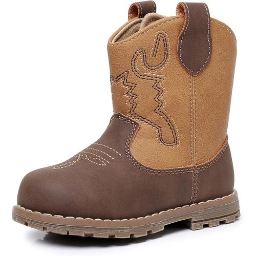Apakowa Baby & Toddler Cowboy Boots for Boys Girls Infant Baby Cowboy Cowgirl Western Boots Round Toe All Seasons 6-36 Months (Infant/Toddler)