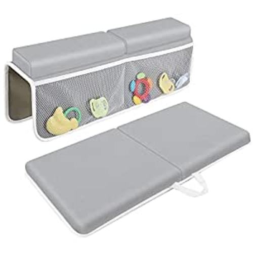 Amazon.com: JJGoo Bath Kneeler with Elbow Rest Pad Set, 1.5 inch Kneeling Pad Mat for Bathtub Baby Bathing Parents, Painless Foam Mat with Toy Organizer Pockets, Non-Slip for Baby and Toddler Bathing : Baby