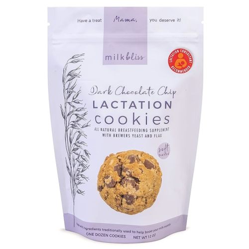 MilkBliss Dark Chocolate Chip Oatmeal Lactation Cookies with Brewers Yeast for Breastfeeding and Breastmilk Supply Increase-12 oz