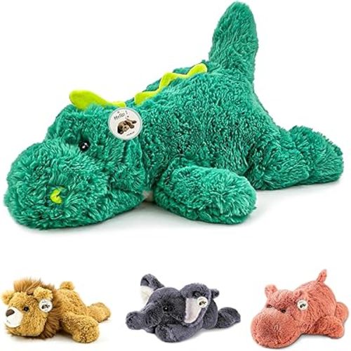 YOUBLEK 16" 2 Lb Green Dinosaur Weighted Stuffed Animals, Plush Pillow Toy