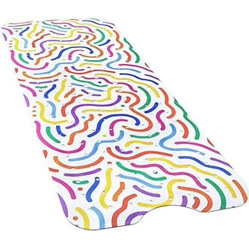 YINENN Bath and Shower Safety Mats 40x16 inch, Non Slip with Suction Cups for Bathroom Stall and Tub Floor, Extra Large and Machine Washable, Drain Holes Keep Bathtub Clean, Colored Lines