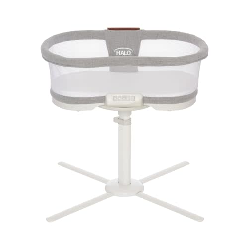 HALO BassiNest Luxe Swivel Sleeper - Over-Bed Baby Bassinet with 360 Rotation, Vibrations, White Noise, and Safe Close-Sleeping Design, Dove Grey Tweed