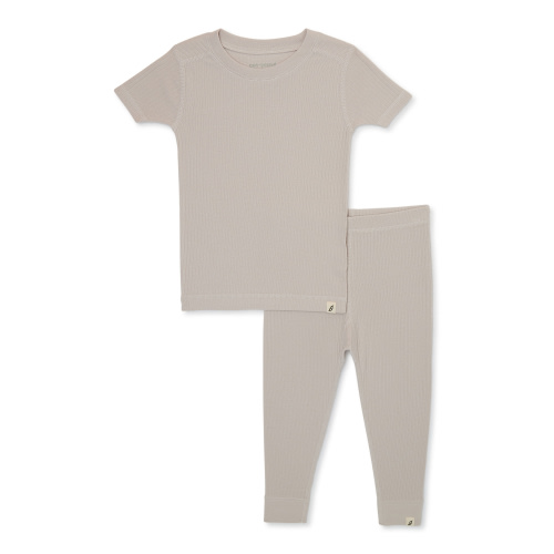 easy-peasy Toddler Unisex Organic Short Sleeve Top and Pants Pajama Set, 2-Piece, Sizes 12M-5T