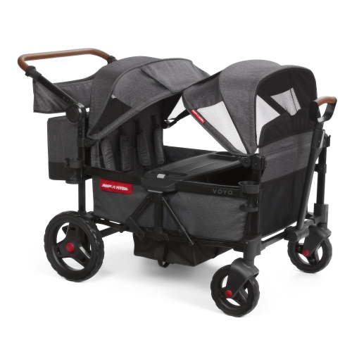 Voya Quad Stroller Wagon by Radio Flyer, 4-Seat for Kids Ages 6 Months+, Gray