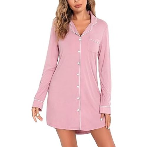 Senert Nightgowns for Women Short/Long Sleeve Sleep Shirt Button Down Night Gowns Maternity Pajamas Nursing Dress Sleepwear
