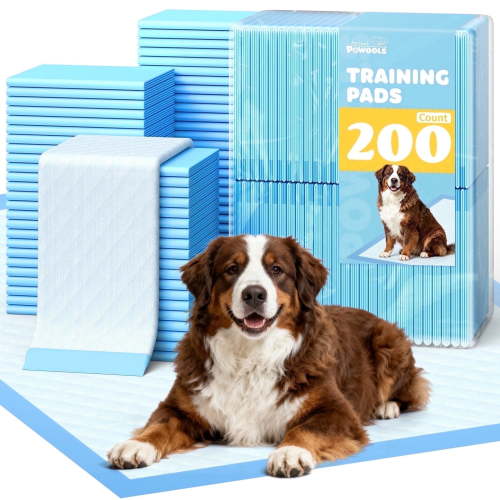 Powools Puppy Pads, 22" x 22" Large 6-Layer 200 Count Dog Wee Wee Pads with Powerful Absorbency