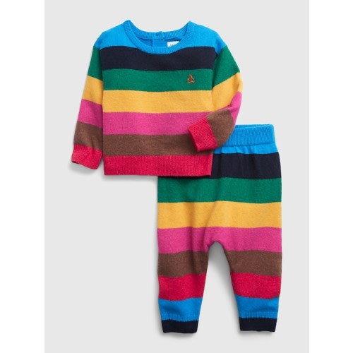 Baby Happy Stripe Sweater Outfit Set in happy stripe, size: 0-3 M
