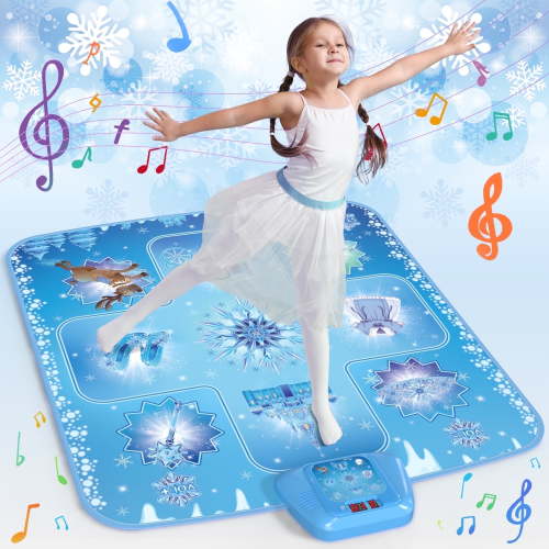 PERRYHOME Dance Mat - Frozen Toys for Girls Electronic Dance Pad with 5 Game Modes, Built-in Music, Touch Sensitive Light Up LED Kids Musical Mat, Christmas & Birthday Gift for Girls 3-12