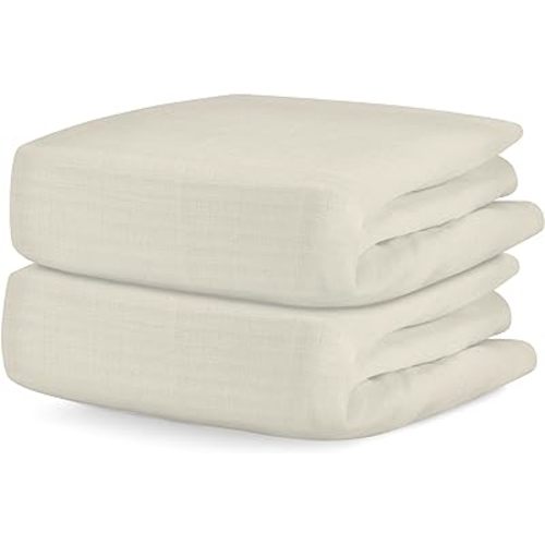 Newton Baby Organic Fitted Crib Sheets (2-Pack) - Ultra-Breathable and Ultra-Soft, 100% Organic Muslin Cotton, Oatmeal, Fits All Standard Cribs