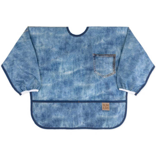 Bumkins Denim Print Sleeved Bib, Machine Washable, Lightweight