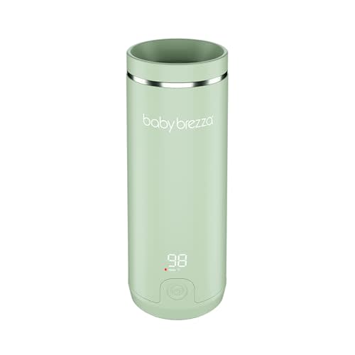 Baby Brezza Portable Baby Bottle Warmer - Breastmilk + Formula Safe, Green | 3x Faster Travel Warming, Up to 8 Bottles with 4 Temp Settings, No Bottle Adapters + Safe, Even Heating, Dishwasher Safe