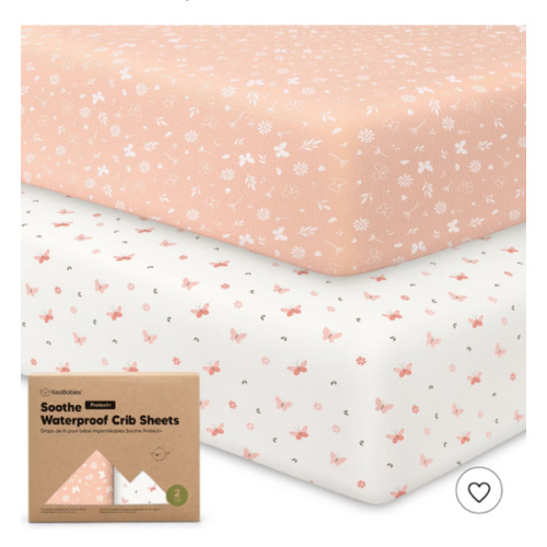KeaBabies 2pk Soothe Waterproof Fitted Crib Sheets for Girl, Boy, 52x28 100% Organic Soft Cotton Crib Mattress Protector Sheet (Herb)