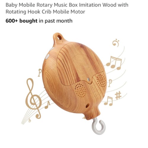 Baby Mobile Rotary Music Box Imitation Wood with Rotating Hook Crib Mobile Motor