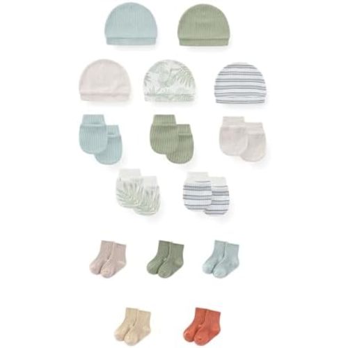 15 Pack Unisex New Born Boy Girls No Scratch Mittens Sets Cotton Soft Baby Gloves Hats socks Accessory 0-6 Months