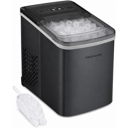 Frigidaire Countertop Portable, 26 lb per Day Bullet Ice Maker Machine (Black Stainless Steel)