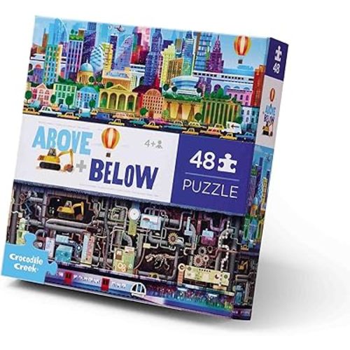 Crocodile Creek Above + Below 48-Piece Jigsaw Floor Puzzle - Fun Floor Puzzles for Kids Ages 4-8, Big City