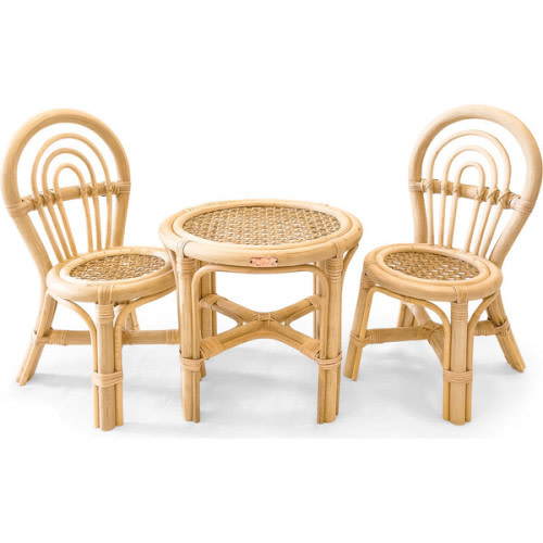 Rattan Mini Rainbow Chairs with Mini Table - Poppie | Maisonette