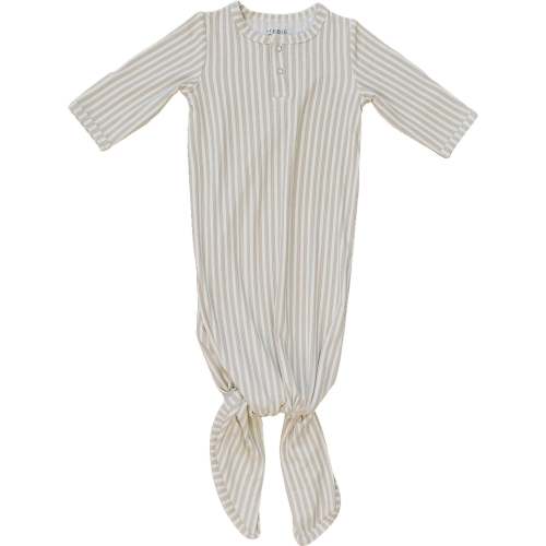 Taupe Stripe Ribbed Bamboo Knot Gown