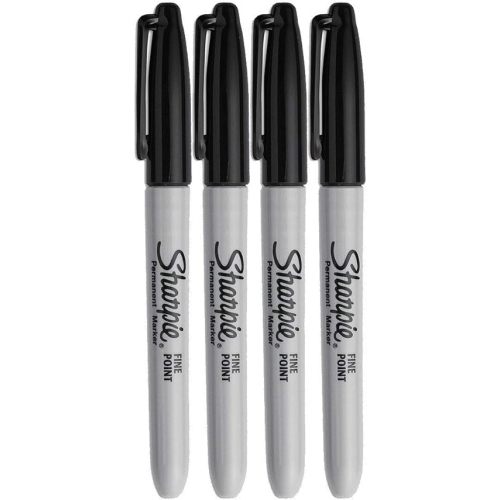 Sharpie Permanent Markers, Fine Point, Black Ink (4-Pack)