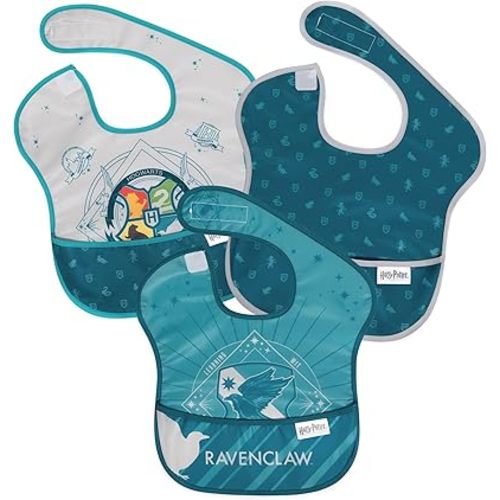 Bumkins Bibs for Girl or Boy, SuperBib Baby and Toddler for 6-24 Months, Essential Must Have for Eating, Feeding, Baby Led Weaning, Mess Saving Waterproof Soft Fabric, 3-pk Harry Potter Ravenclaw