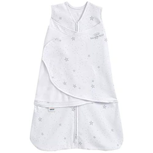 HALO 100% Cotton Sleepsack Swaddle, 3-Way Adjustable Wearable Blanket, TOG 1.5, Stardust, Newborn, 0-3 Months