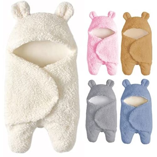 Baby Swaddle Blanket Boys Girls Cute Cotton Plush Receiving Blanket Ultra-Soft Newborn Sleeping Wraps for Infant 0-6 Months Baby Girl Shower Gift