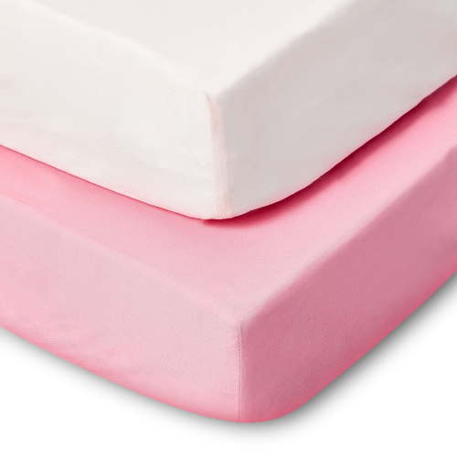 Parent's Choice 2-Piece 180 Thread Count Pink Cotton Fitted Crib Sheet Set