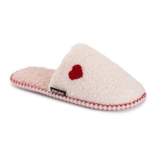 MUK LUKS Women's Punch Needle Scuff Slipper, Red Heart, M (7-8)