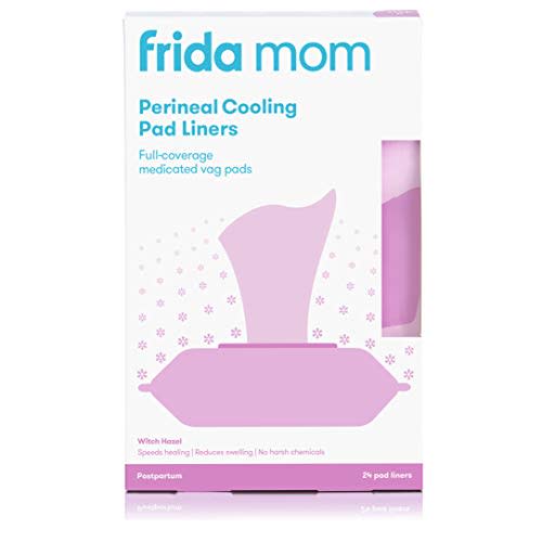 Frida Mom Witch Hazel Perineal Cooling Pad Liners for Postpartum Care, Hospital Bag Essentials for Pain Relief After Birth, Full-Length Medicated Cooling Pad Liners (24ct) - Perineal Cooling Pad Liners 24ct
