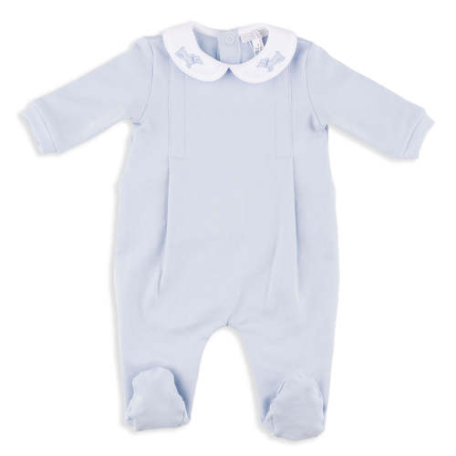 Frank Light Blue Fleece Lined Romper with Dog Embroidery