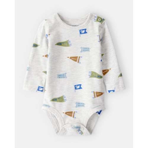 Baby Boy Football Print Long-Sleeve Fashion Bodysuit - Grey | Carter's