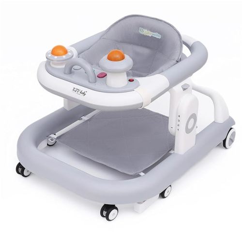 5-in-1 Baby Walker with Wheels Foldable Height-Adjustable Walker for Baby Boy 6-12 Months with Feeding Tray Multi-Functional Activity Center (Black)