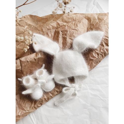 Baby bunny bonnet and booties - Set of 2 - Photography props baby