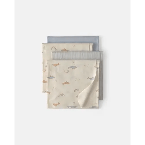 Baby 4-Pack Whale Receiving Blankets - Blue/Cream | Carter's