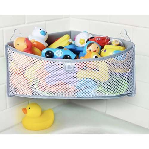 Munchkin® High 'n Dry™ Corner Bath Toy Organizer and Storage, Grey & Soft Spot™ Cushioned Bath Mat for Kids, Grey