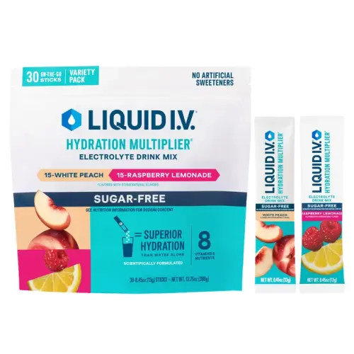 Liquid I.V. Hydration Multiplier, 30 Individual Serving Stick Packs in Resealable Pouch, Sugar Free, Variety Pack | Costco