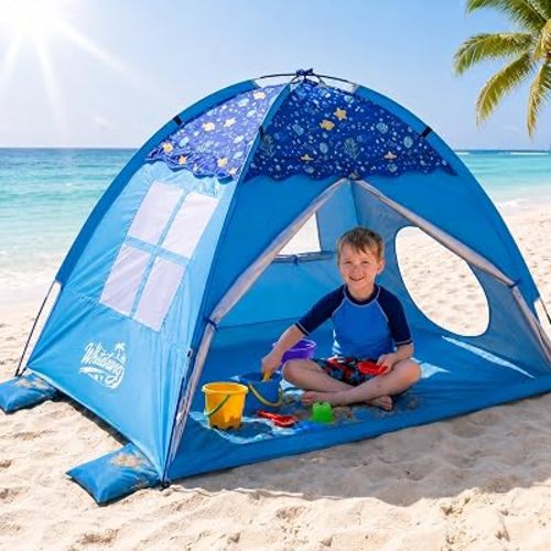 WhiteFang Baby Beach Tent,UPF 50+ Kids Sun Shelter with Tunnel Port