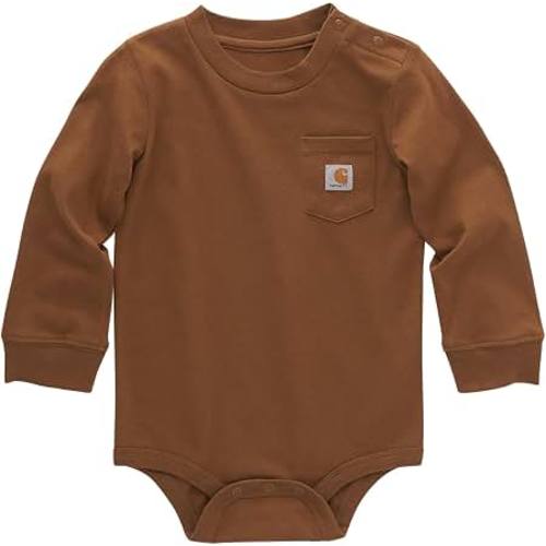 Amazon.com: Carhartt Unisex Baby Long-Sleeve Bodysuit | Boys' & Girls' Long-Sleeve Bodysuit | 100% Cotton Jersey | Carhartt Chest Pocket | Tagless Neck Label