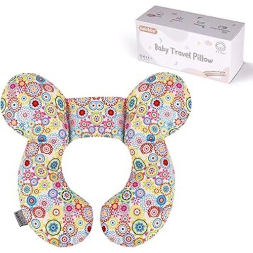 KAKIBLIN Baby Neck Pillow, Upgraded Baby Support Pillow,Baby Neck Support Pillow for Carseat, Newborn Neck Support for Car Seat,Pushchair,Travel (Flower)