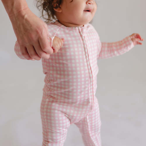 Infant Romper in Pink Gingham