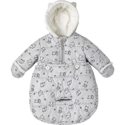 LONDON FOG Newborn Baby Girl and Boy Puffer Carbag Pram Snowsuit, Gray, 0/6 Months
